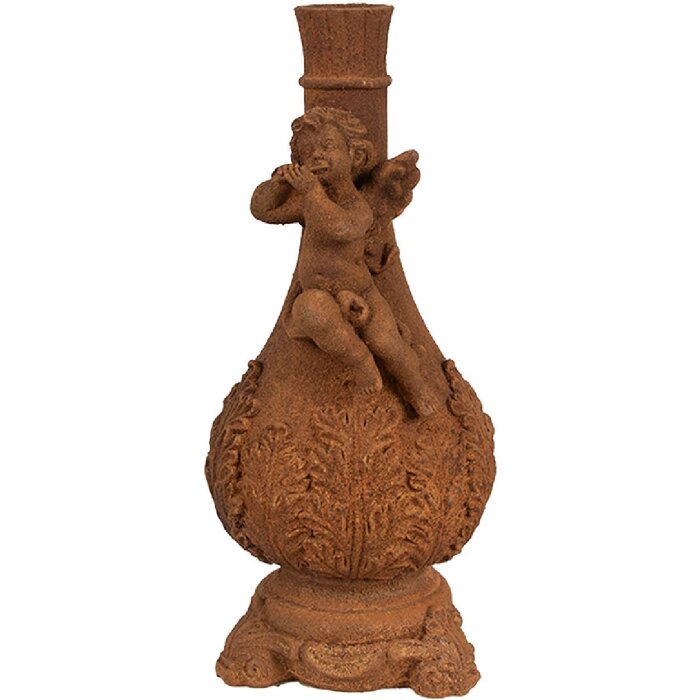 Clayre & Eef 6PR4068 Candle Holder Angel Brown 10x10x23 cm