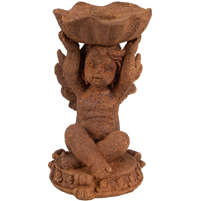 Clayre & Eef 6PR4069 Candle Holder Angel Brown 7x7x12 cm