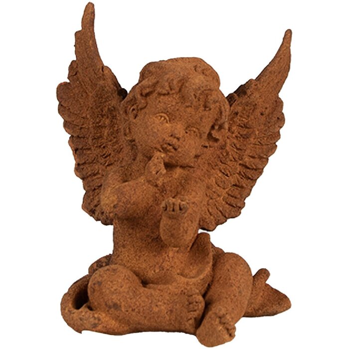 Clayre & Eef 6PR4072 Angel Decoration 9x8x11 cm Brown