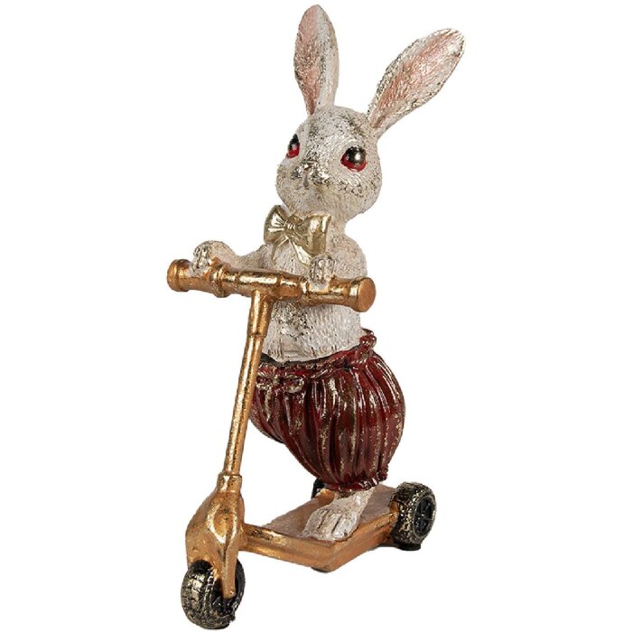 Clayre & Eef 6PR4082 Decorative Rabbit White Gold-coloured 15x9x25 cm