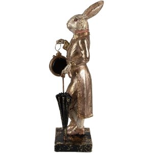 Clayre & Eef 6PR4083 Decorative Rabbit White Gold 11x10x35cm