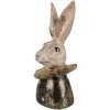 Clayre & Eef 6PR4086 Rabbit Decoration White Gold-coloured 11x11x23 cm