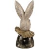 Clayre & Eef 6PR4086 Rabbit Decoration White Gold-coloured 11x11x23 cm