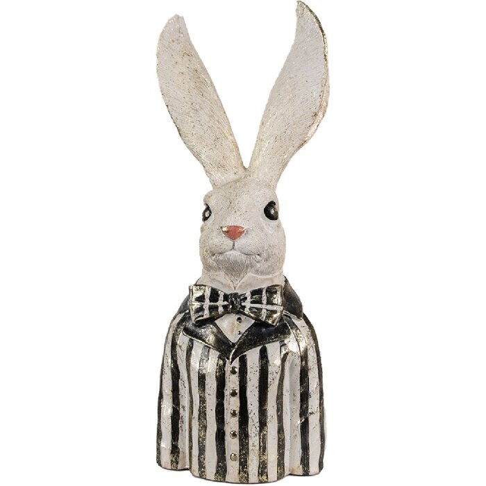 Clayre & Eef 6PR4090 Decorative Rabbit 16x14x42 cm White Black