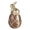 Clayre & Eef 6PR4101 Decorative Rabbit on Egg Brown Ø 10x20 cm