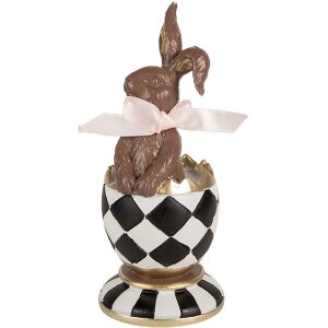 Clayre & Eef 6PR4102 Decorative Rabbit in an Egg 8x7x19cm Brown White Gold