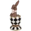 Clayre & Eef 6PR4102 Decorative Rabbit in an Egg 8x7x19cm Brown White Gold