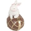 Clayre & Eef 6PR4103 Rabbit on Egg Decoration White Brown 10x7x11 cm