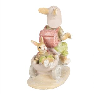 Clayre & Eef 6PR4108 Rabbit on Tricycle Decoration 11x6x12 cm Brown