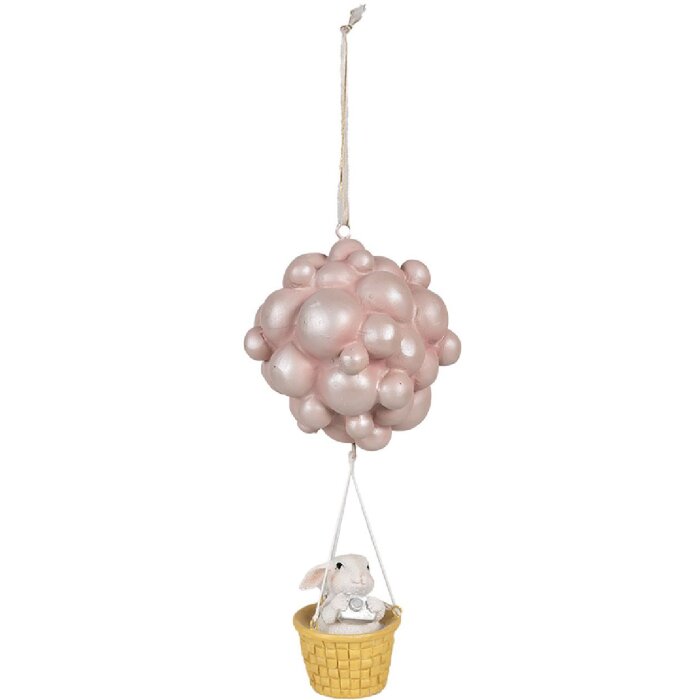 Clayre & Eef 6PR4125 Hot Air Balloon Decorative Pendant 11x10x22cm Beige Pink