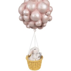 Clayre & Eef 6PR4125 Hot Air Balloon Decorative Pendant 11x10x22cm Beige Pink