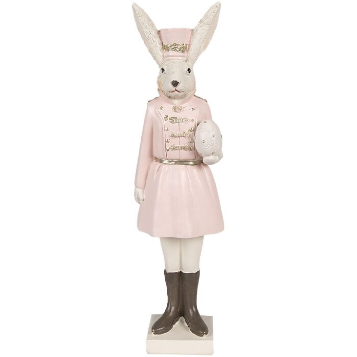 Clayre & Eef 6PR4130 Decorative Rabbit Beige Pink 7x6x23 cm