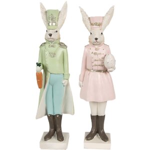 Clayre & Eef 6PR4130 Decorative Rabbit Beige Pink 7x6x23 cm