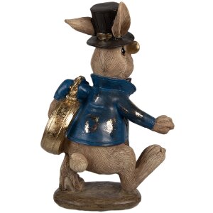 Clayre & Eef 6PR4149 Decorative Rabbit 9x7x14 cm Brown Blue