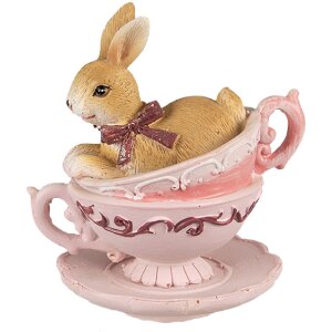 Clayre & Eef 6PR4986 Decorative rabbit in cup 9x7x9...