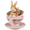 Clayre & Eef 6PR4986 Decorative rabbit in cup 9x7x9 cm Brown Pink