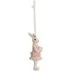 Clayre & Eef 6PR4988 Decorative Hanger Rabbit 4x4x10 cm White Pink