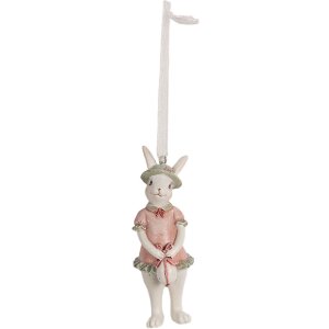 Clayre & Eef 6PR4990 Hanger Rabbit White Pink Deco...