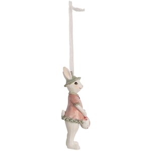 Clayre & Eef 6PR4990 Hanger Rabbit White Pink Deco...