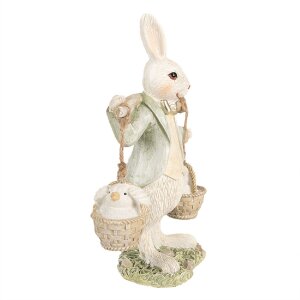 Clayre & Eef 6PR4993 Decorative Rabbit White/Green 12x7x17cm