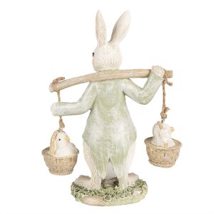 Clayre & Eef 6PR4993 Decorative Rabbit White/Green 12x7x17cm