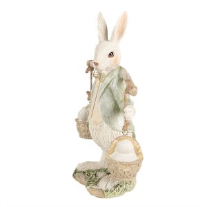 Clayre & Eef 6PR4993 Decorative Rabbit White/Green 12x7x17cm