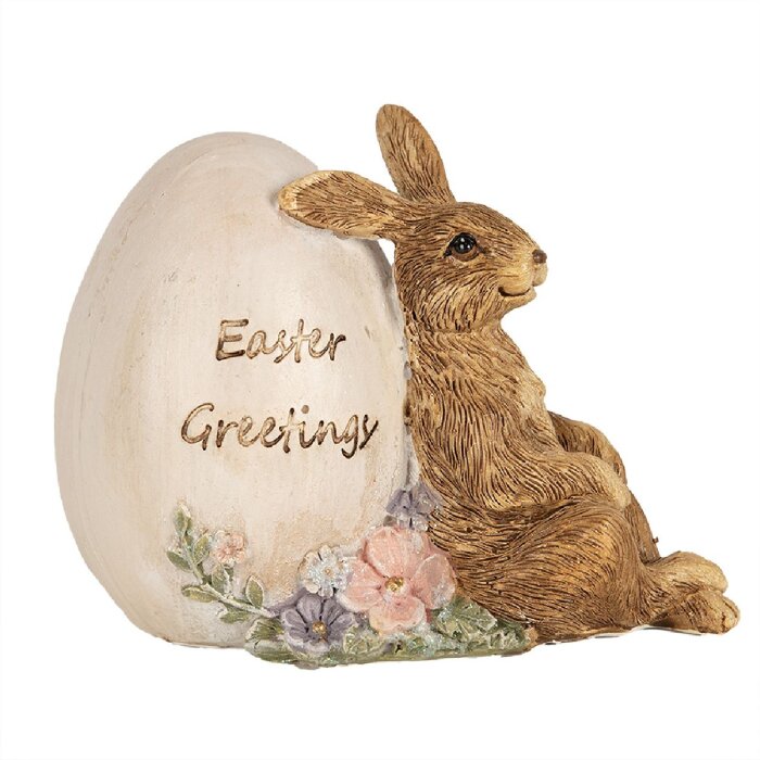 Clayre & Eef 6PR5006 Decorative Rabbit with Egg 12x7x9cm Brown