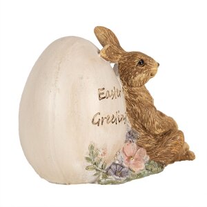 Clayre & Eef 6PR5006 Decorative Rabbit with Egg 12x7x9cm Brown