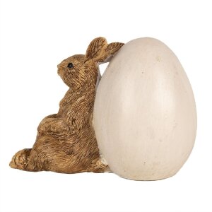 Clayre & Eef 6PR5006 Decorative Rabbit with Egg 12x7x9cm Brown