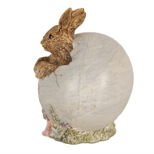 Clayre & Eef 6PR5007 Decorative rabbit with egg 11x9x11 cm Brown