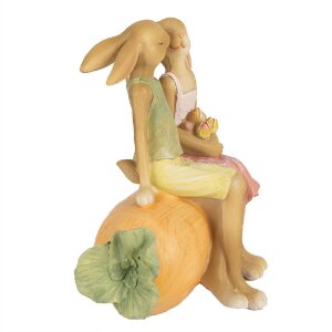 Clayre & Eef 6PR5024 Rabbit on Carrot Decoration 17x10x15 cm Brown