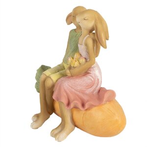 Clayre & Eef 6PR5024 Rabbit on Carrot Decoration 17x10x15 cm Brown