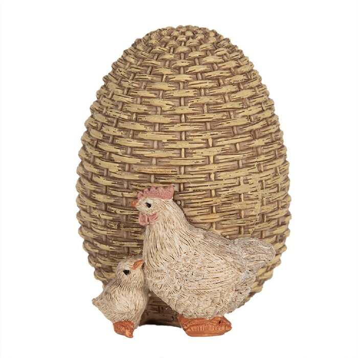 Clayre & Eef 6PR5026 Decorative chicken with egg 9x8x10 cm Brown - Easter decoration