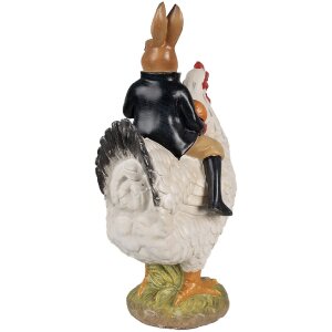 Clayre & Eef 6PR5039 Decorative figurine chicken with rabbit 20x16x35 cm Brown White Black