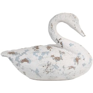 Clayre & Eef 6PR5055 Swan Decoration 32x14x22cm White Brown