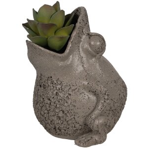 Clayre & Eef 6PR5059 Flower Pot Frog Decoration 19x18x23cm Grey