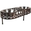 Clayre & Eef 6Y5430 Feeding Bowl for Animals Brown 43x18x12cm 2x500ml