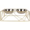 Clayre & Eef 6Y5431 Animal Feeding Bowl Gold Coloured 38x20x14cm 2x500ml