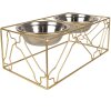 Clayre & Eef 6Y5431 Animal Feeding Bowl Gold Coloured 38x20x14cm 2x500ml