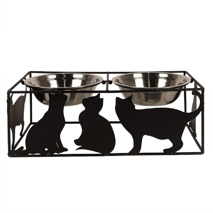 Clayre & Eef 6Y5432 Animal Feeding Bowl Black 38x20x14cm 2x500ml