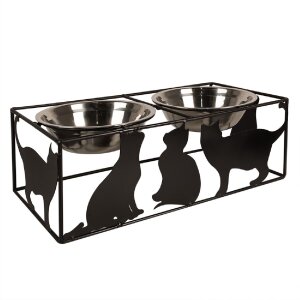 Clayre & Eef 6Y5432 Animal Feeding Bowl Black 38x20x14cm 2x500ml