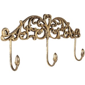 Clayre & Eef 6Y5435 Coat rack Gold coloured 38x5x19 cm