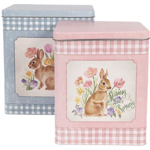 Clayre & Eef 6Y5508 Tin Box Set of 2 Blue Pink...