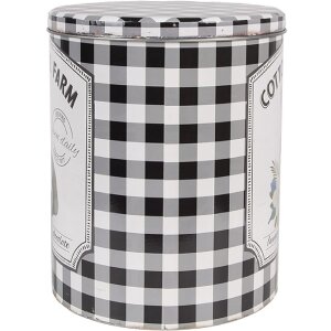 Clayre & Eef 6Y5509 Tin Can Set White Black Ø20x24/Ø17x23 cm