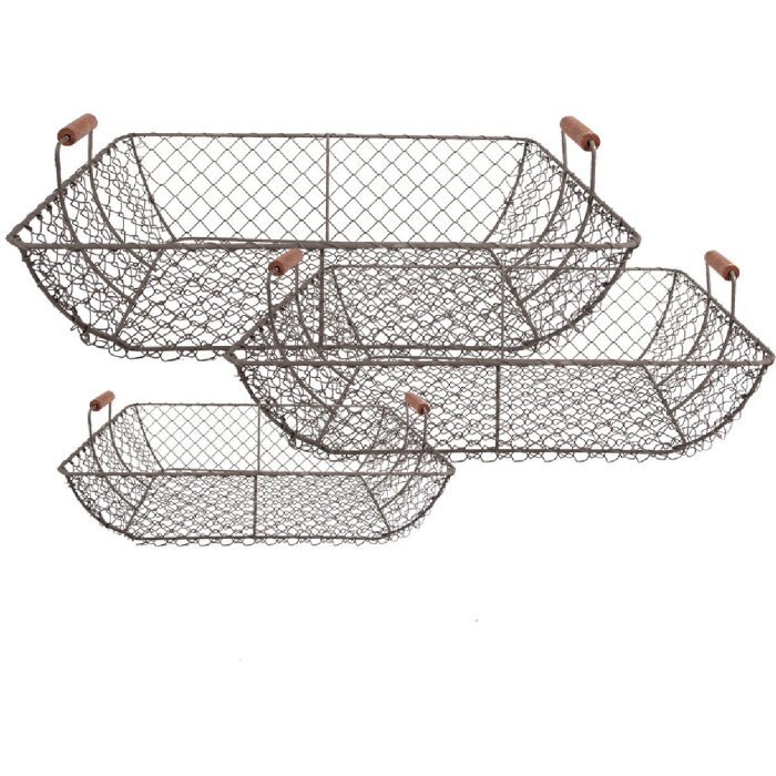 Clayre & Eef 6Y5522 Basket Set 3 Sizes Brown 40x34x15/36x30x14/32x26x13 cm