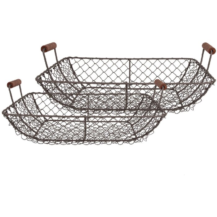 Clayre & Eef 6Y5543 Basket set 2 pieces brown 40x34x14/36x30x13cm