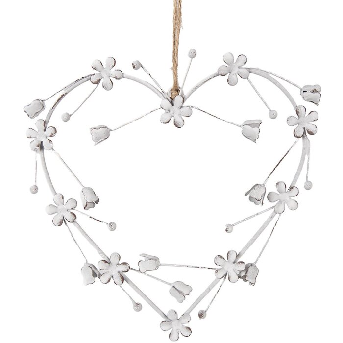 Clayre & Eef 6Y5556 Heart Hanger Decoration 17x1x17 cm White