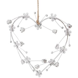 Clayre & Eef 6Y5556 Heart Hanger Decoration 17x1x17 cm White