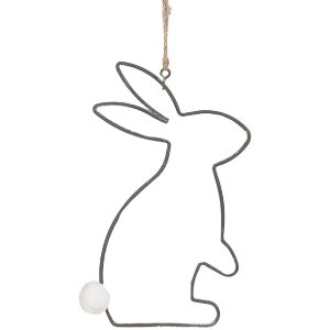 Clayre & Eef 6Y5558 Decorative Hanger Rabbit 17x11cm Grey - Easter decoration