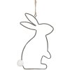 Clayre & Eef 6Y5558 Decorative Hanger Rabbit 17x11cm Grey - Easter decoration